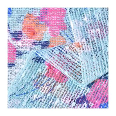 China Breathable Sequin Free Design 100% Polyester Sample Mesh Colorful Floral Printed Fabric For Girl Dress for sale