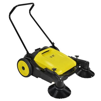 China Wholesale Low Noise Folding Hotels Handle Design Double Side Brush Manual Push Behind Floor Sweeper For Home Street Walking Factory for sale