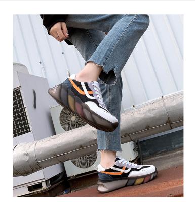 China CUSHIONING New Arrival Korean Design Women Fashion Comfort Casual Sneakers Chunky Shoes Rainbow Special Mixed Colors Soft Transparent Sole for sale