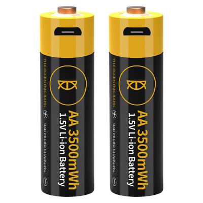 China Long Cycle Life 3500mwh USB Charging Battery , 1.5V No.5 Constant Voltage Rechargeable Lithium Battery for sale