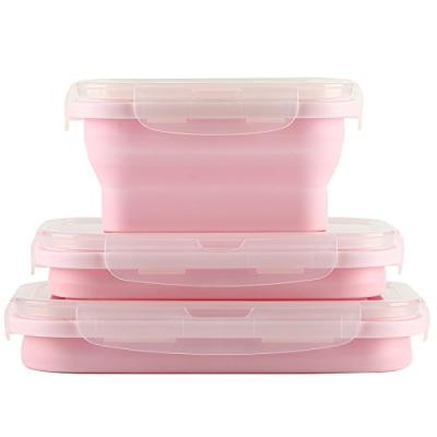 China Freshness Preservation Silicone School Bowl Silicone Food Storage Containers Collapsible Lunch Box Portable Leak Proof for sale