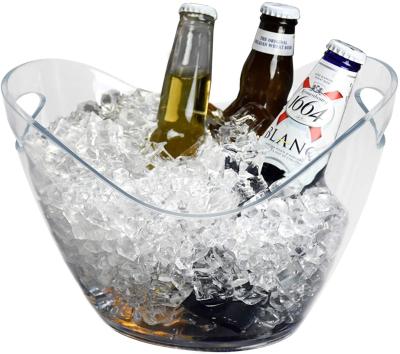 China Wholesale Custom Viable Logo Wine Cooler Plastic Ice Bucket Acrylic Champagne Wine Beer Ice Bucket Promotion Clear With Handle for sale