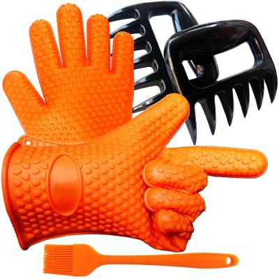 China Thermal Resistance Amazon 2020 Popular BBQ Meat Claw Heat Resistance Silicone Glove Hot-selling Brush Combo GRILL for sale