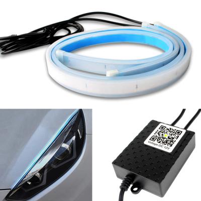 China Turn Signal/Brake/Running/Reverse/Double Flash. RGB 30CM 45CM 60CM Car DRL Rolling Strip Lights Turn Signal Flexible Led DRL Daytime Running Light Strip for sale