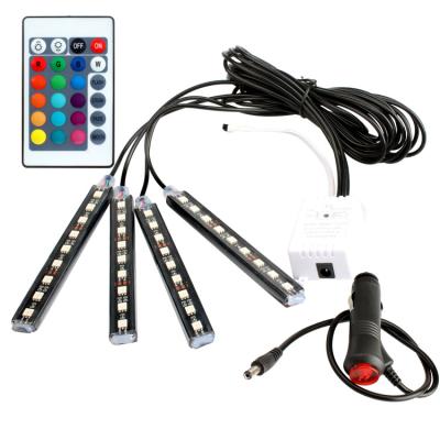 China Universal 4pcs RGB LED Atmosphere Auto Interior Strip Light With USB Music Control 