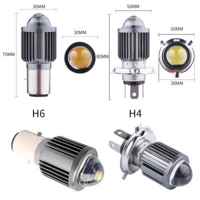 China Car Led Brake Light Motorcycle LED Headlight Bulbs Two-colors Switch H4 LED P43T BA20D H6 Bi Lens Dual Beams Lights For Scooter E-Bike Moto Headlight for sale