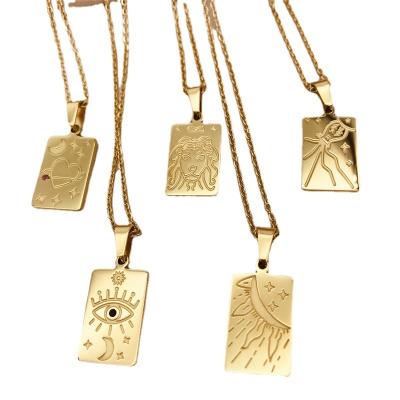 China CLASSIC 2022 latest INS niche tarot necklace hot selling popular carving simple light luxury collarbone pendant necklace for sale