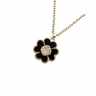 China New Fashion Circle Necklace Flower Black Drip Oil Drip Copper CLASSIC Gold Plated Fancy Necklace Pendant for sale