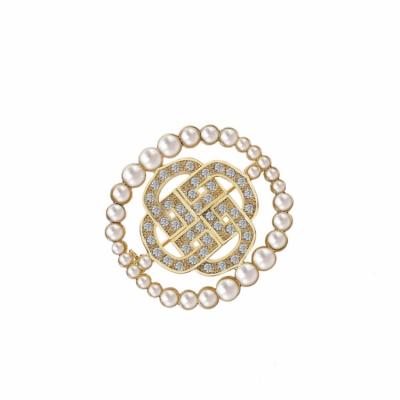 China Hot stainless steel women accessories selling fashion pearl inlaid rhinestones embellished elegant temperament for sale