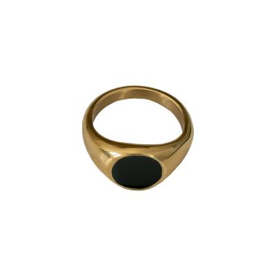 China CLASSIC hot selling European and American design simple round black light luxury temperament ring enamel retro center ring for sale