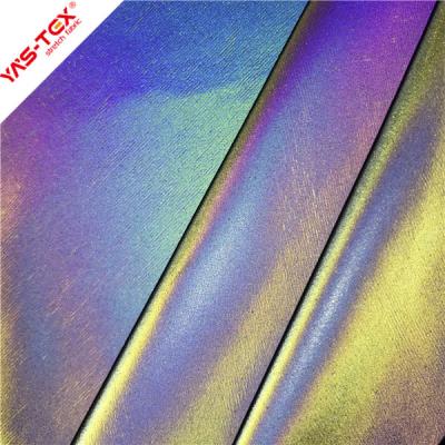 China Reflective Polyester Warp Knitting Composite Colorful Rainbow PU Film Fabrics Reflective Textile For Shoes, Jacket, Bags for sale