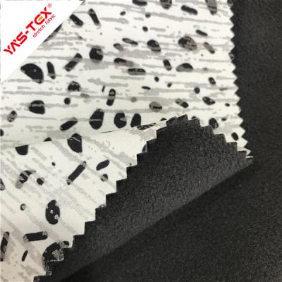 China Antistatic Reflective Printing Polyester Woven Stretch Bonded Graphene Fleece Fabric With Tape Membrane For Jackets Textiles for sale