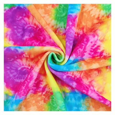 China Tear-Resistant NO MOQ Polyester Velvet Fabric Tie Dye Custom Print For Headscarf And Blanket for sale