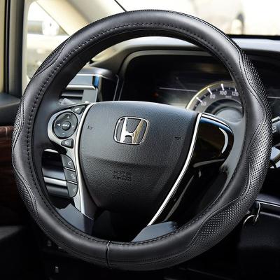 China Black Car Genuine Leather 38cm Steering Wheel Cover Protective Decoration for sale