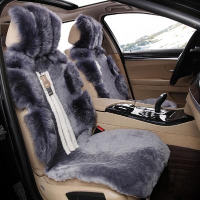 China Comfortanle And Warm High Quality Pure Wool Color Auto Cushion Gray Fur Car Seat Covers for sale