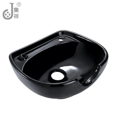 China JX-019 Beauty Hair Salon Equipment Durable Black And White Material Hairdressing Ceramic Shampoo Basin for sale