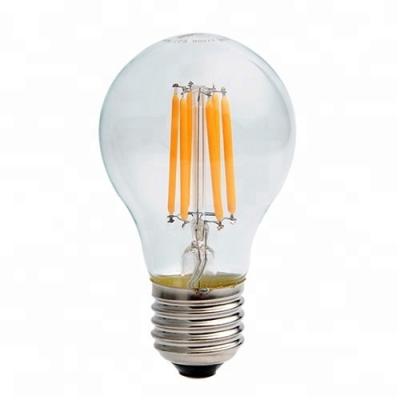 China LED Glass Filament Lighting 4W 4Watt 6W 6Watt 8W 8Watt A60 A19 E27 LED Filament Bulb Lamps for sale