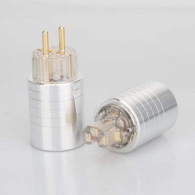 China High Quality 24k Gold Plated Aluminum DIY Schuko Power Plug Male Female HIFI Power Connector Vb20200418 for sale