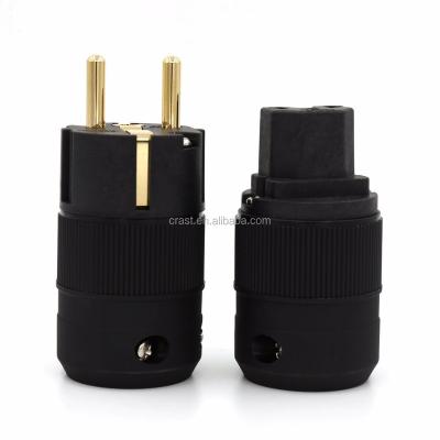 China Residential High End 24K Gold / General Purpose Plated SCHUKO Power Plug+IEC Socket for sale