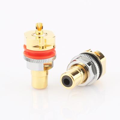 China Viborg RC101 High Quality Pure Copper 24K Gold Plated Rhodium Plated RCA Plug Solder High Fidelity RCA Female Jack RC101 for sale