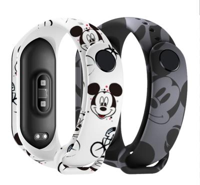 China Water Resistant Silicone Pattern Printed Popular Fashion Logo Replacement Strap For Xiaomi MI Band 5 for sale