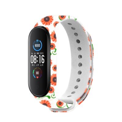 China 2021 Fashion New Arrival Silicone Printing Watch Band For Xiaomi MI Band 5 for sale