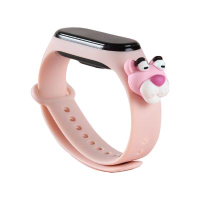 China Cute Cartoon Silicone Easy Installation 3D Pattern Watchband For Xiaomi MI Band 5 Replacement Band Wristbands Beautiful for sale