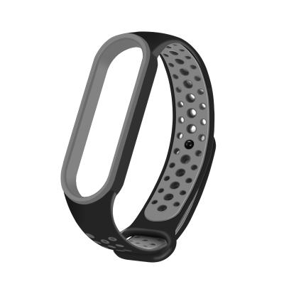 China Water Resistant Dual Color Breathable Soft Silicone Replacement Wristbands For For MI Band 5 MI Band 6 For Women Men for sale