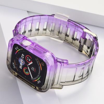 China Watch Fanshion Transparent Full Band Cover Replacement TPU Rugged Bumper Case For Apple Watch Series 7 SE/6/5/4/3/2/1 for sale