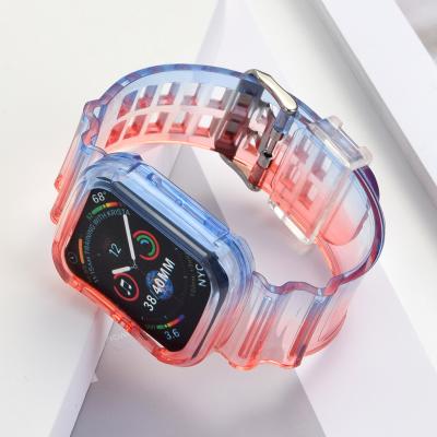 China Fanshion Crystal Clear Sport Band Soft Silicone Strap Case For Apple Watch Series 7/6/5/4/3/2/SE for sale