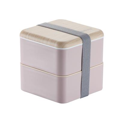 China Freshness Preservation Double Log Deck Plastic Box Japanese Microwave Square Lunch Box for sale