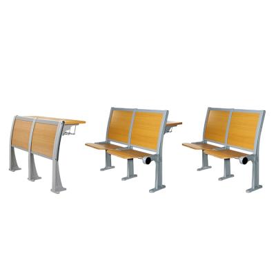 China Modern china backrest two seater school chair and office student school furniture college wood fold desk for sale