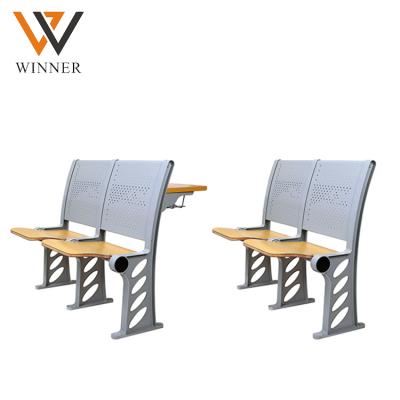 China Modern Ladder Lecture Hall Chairs Metal High School Student University Folding Desk Without Armrest for sale