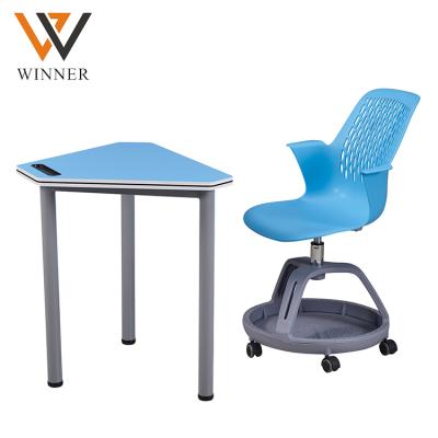 China Modern Swivel Plastics Study Chairs College School Office Table Chair And Furniture Set for sale