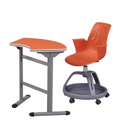 China Modern Wheels Swivel Simple Training Chairs Table School Furniture Desk And Chair Set for sale