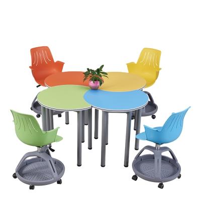 China Modern Moon Shaped Table With Seminar Or Group Study Chair Combo Offices Chairs Set Combo for sale