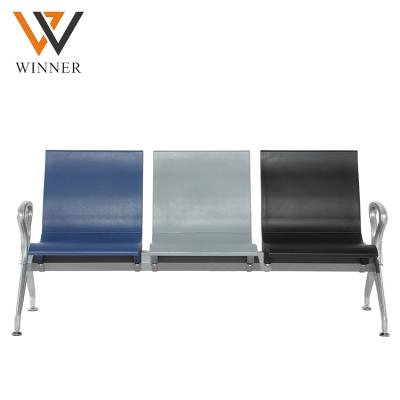 China Modern Bus Station Public Waiting Chair Lobby Chairs 3 Seater Waiting Blue Gray And Black Airport Chair for sale