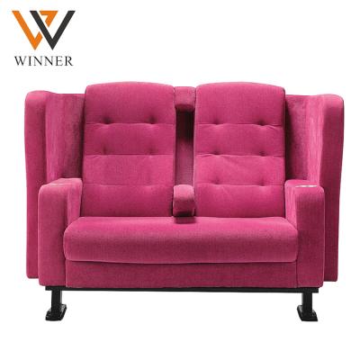 China Modern Red Rose VIP movie theater theater sofa seater double mobile home theater chairs fabric theater chair for sale