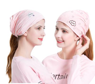 China Wide Elastic 100% Cotton Headband Stacking Hat Adjustable 100% Cotton Postpartum Windproof Hat Women for sale