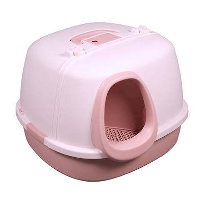 China Manufacturer Polypropylene Large PP Anti-splash Cat Litter Box Anti-sand Belt Wholesale Fully Enclosed for sale