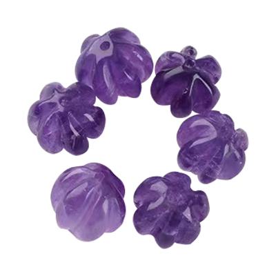 China DIY Jewelry Wholesale Natural Amethyst Jade Carving Pumpkin Shaped Beads With Holes for sale