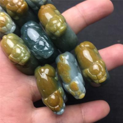 China Hot Sale Natural Burmese Stone Stone Making Pixiu Jade Ring Crafts Jewelry Wholesale for sale