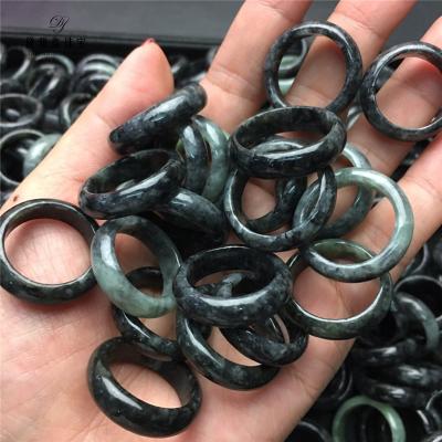 China 2021 Hot Selling Stone Natural Black Jade Ring Craft Jewelry Wholesale Stone for sale