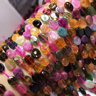 China Lan Fei Crystal Natural Candy Tourmaline Wholesale DIY Stone Necklace Spacer Bead Jewelry With Round Semi-finished Products for sale