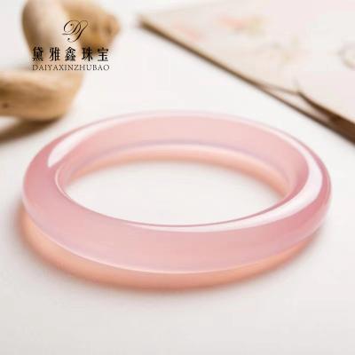 China Natural Stone Brazil Chalcedony Bracelet Ice Light Pink Agate Around Female Pink Hibiscus Jade Bracelet Bar Jewelry for sale