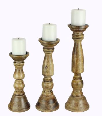 China Eco-Friendly Wooden Candle Holders For Christmas Candle Holder Rustic Candle Holder Pillar Candle Holder Set 3 for sale