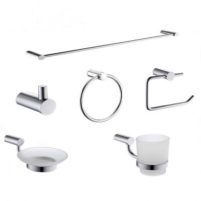 China Luxury Modern Bathroom Accessories Zinc Round Washroom Accessories 6 Pieces Set for sale