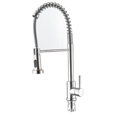 China Sense Faucets Kitchen Faucet With Pull Down Nickel Stainless Steel Sprayer Brushed Single Handle Pull Out Spring Sink Faucets for sale