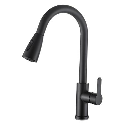 China Black Tap Two Function Single Sense Kitchen Faucets Handle Pull Out Kitchen Sink Water Mixer Tap Kitchen for sale