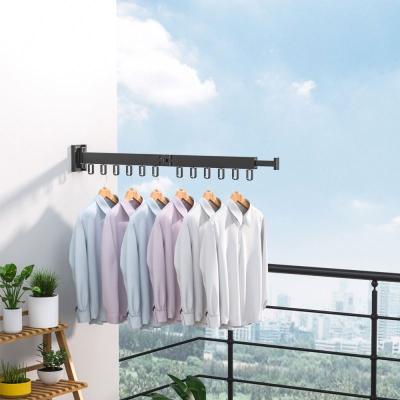 China Durable Aluminum Retractable Home Laundry Clothesline Space Saving Drying Rack Wall Mount Wall Hanger Folding Washing Lines for sale